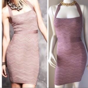 bebe Mauve Chevron Halter Bodycon Mini Dress